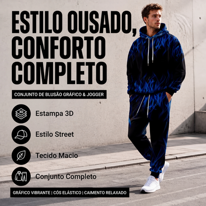 🔥 50% OFF HOJE! 🧥  Conjunto Masculino de Moletom com Capuz e Calça – Conforto Aconchegante, Estilo Urbano e Visual Moderno Para o Dia a Dia ✨