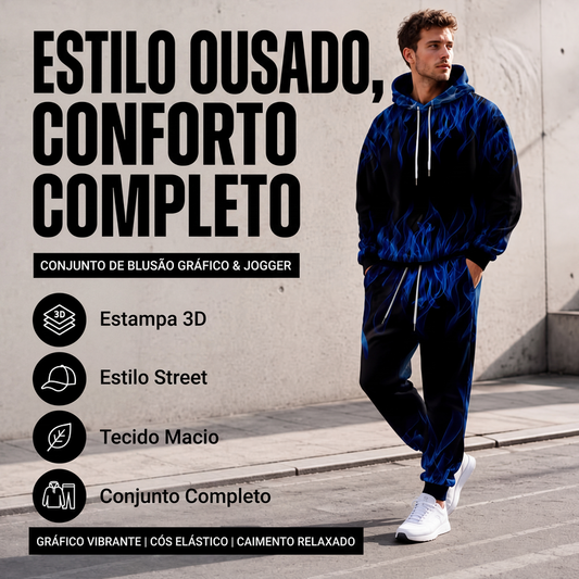 🔥 50% OFF HOJE! 🧥  Conjunto Masculino de Moletom com Capuz e Calça – Conforto Aconchegante, Estilo Urbano e Visual Moderno Para o Dia a Dia ✨