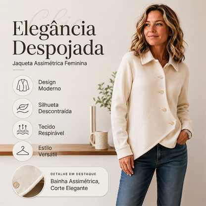 🔥 50% OFF HOJE! 🧥  Jaqueta Feminina com Botões Diagonais e Corte Assimétrico – Design Moderno, Silhueta Elegante e Estilo Sofisticado Para o Dia a Dia ✨