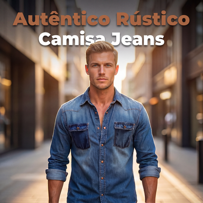 🔥 50% OFF HOJE! 👕 Camisa Jeans Masculina – Confortável, Respirável e com Caimento que Valoriza o Visual