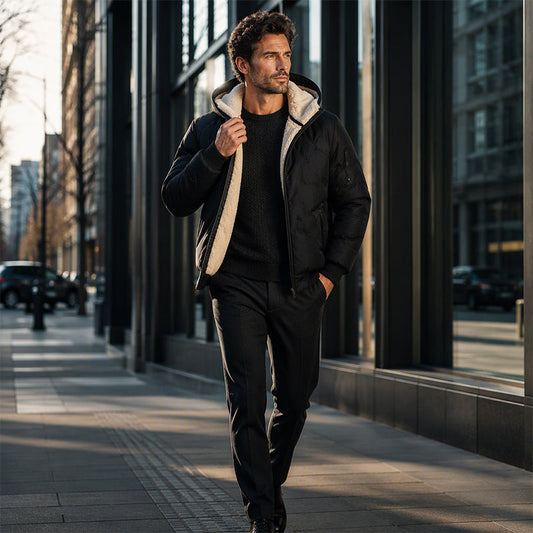 🔥 50% OFF HOJE! 🧥  Jaqueta de Inverno Masculina com Capuz – Forro Espesso, Proteção Contra o Vento e Muito Conforto Para os Dias Frios ❄️