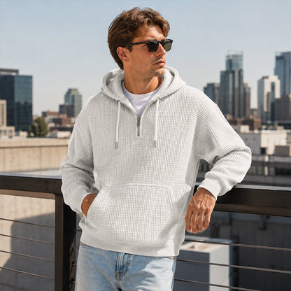 🔥 50% OFF HOJE! 🧥  Moletom Masculino com Capuz e Zíper Parcial – Confortável, Respirável e Perfeito Para Treinos e Uso Diário ✨