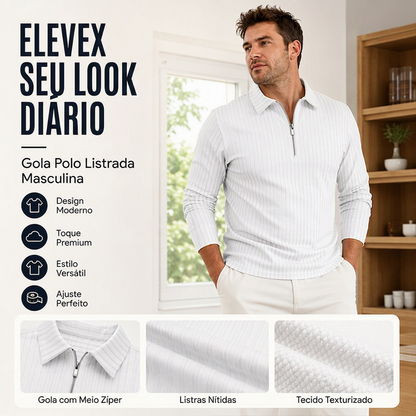 🔥 50% OFF HOJE! 👕  Camisa Listrada Masculina com Zíper de 1/4 – Estilo Casual, Visual Moderno e Conforto Para o Dia a Dia ✨