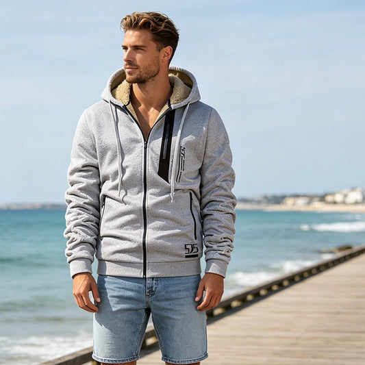 🔥 50% OFF HOJE! 🧥  Jaqueta Masculina com Capuz e Forro de Pelúcia – Quente, Confortável e Perfeita Para os Dias Frios de Inverno ❄️