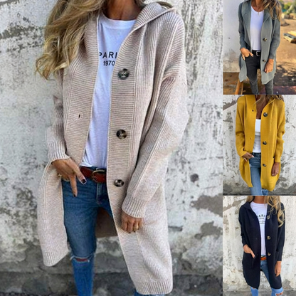 🔥 50% OFF HOJE! 🧥 Cardigã Feminino com Capuz – Macio, Quente e Elegante para os Dias Frios ✨