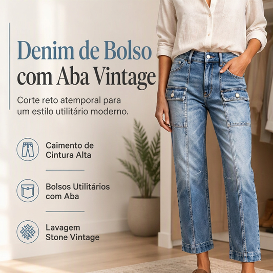 🔥 50% OFF HOJE! 👖 Calça Jeans Feminina de Cintura Alta e Perna Reta – Visual Alongado, Lavagem Vintage e Estilo Moderno ✨