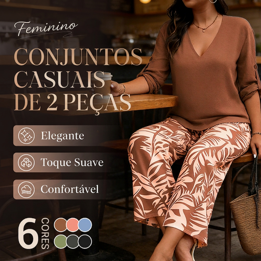 🔥 50% OFF HOJE! 👗 Conjunto Feminino de Blusa e Calça Pantalona – Elegante, Confortável e Perfeito para Looks Sofisticados ✨