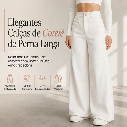 🔥 50% OFF HOJE! 👖 Calça Feminina de Cintura Alta e Perna Larga – Elegante, Confortável e com Caimento Sofisticado ✨