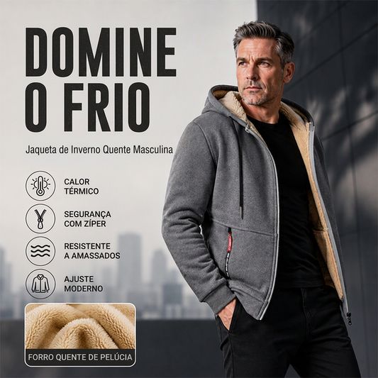 🔥 50% OFF HOJE! 🧥 Jaqueta Masculina de Inverno com Capuz e Forro Térmico – Proteção Contra o Frio, Conforto e Estilo Moderno ✨