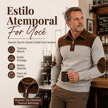 🔥 50% OFF HOJE! 🧥 Suéter Masculino de Tricô com Zíper de Um Quarto – Estilo Sofisticado, Conforto Térmico e Visual Moderno ✨