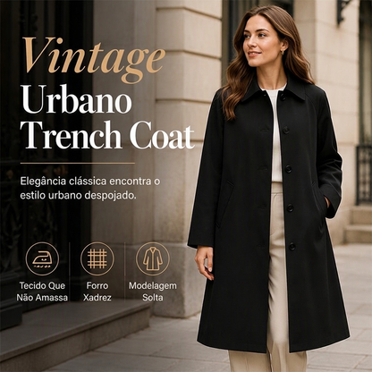 🔥 50% OFF HOJE! 🧥 Trench Coat Feminino Vintage Longo – Elegância Clássica, Corte Oversized e Estilo Urbano Sofisticado ✨