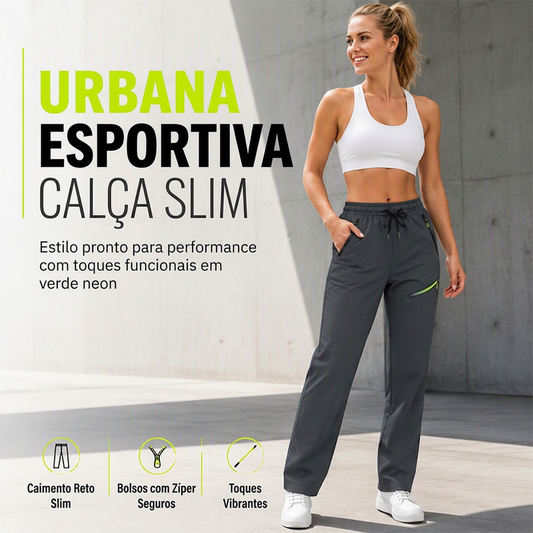 🔥 50% OFF HOJE! 🏃‍♀️ Calça Esportiva Feminina Slim com Bolsos de Zíper – Conforto, Estilo Urbano e Liberdade de Movimento ✨