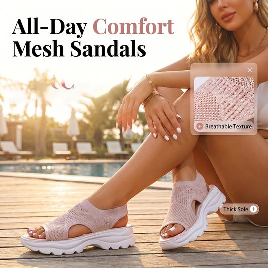 👡✨ Sandálias femininas de malha ultraleves com plataforma confortável para o dia todo